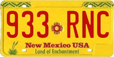 NM license plate 933RNC