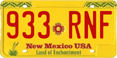 NM license plate 933RNF