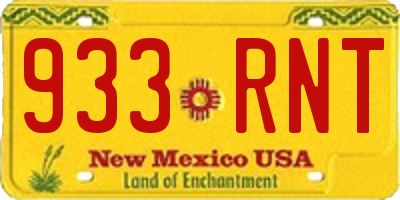 NM license plate 933RNT
