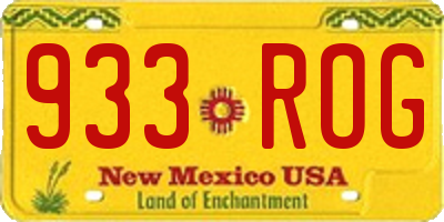 NM license plate 933ROG