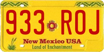 NM license plate 933ROJ