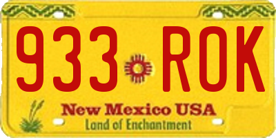 NM license plate 933ROK
