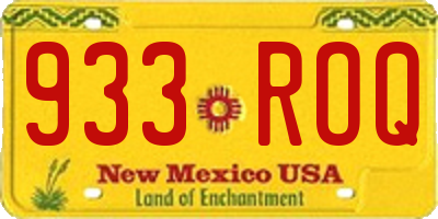 NM license plate 933ROQ