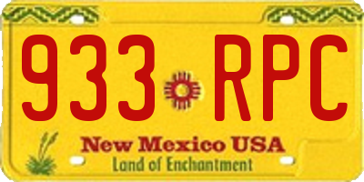 NM license plate 933RPC