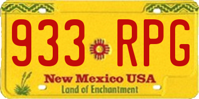 NM license plate 933RPG