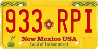 NM license plate 933RPI