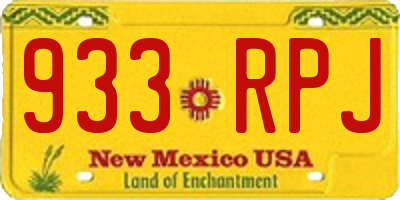 NM license plate 933RPJ
