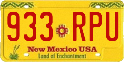 NM license plate 933RPU