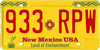NM license plate 933RPW
