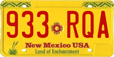 NM license plate 933RQA