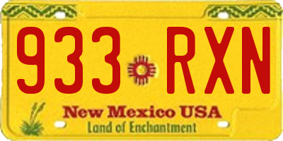 NM license plate 933RXN