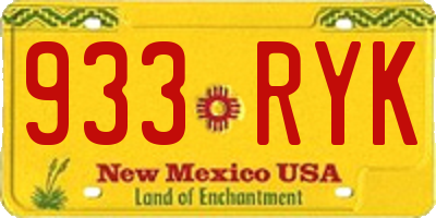 NM license plate 933RYK