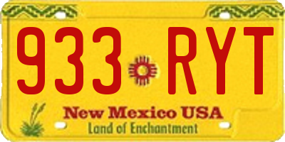 NM license plate 933RYT
