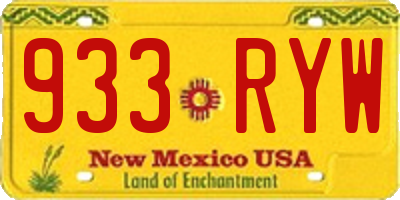 NM license plate 933RYW