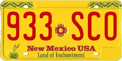 NM license plate 933SCO