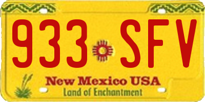 NM license plate 933SFV