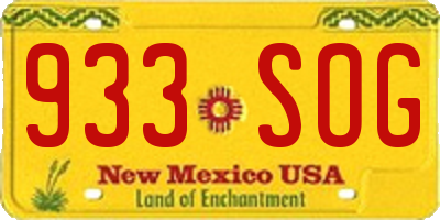 NM license plate 933SOG