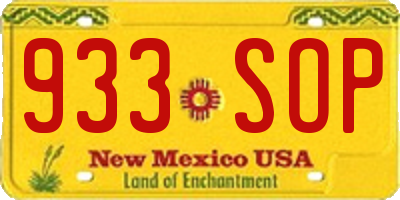 NM license plate 933SOP