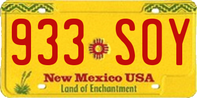 NM license plate 933SOY
