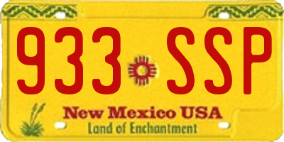 NM license plate 933SSP