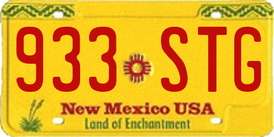NM license plate 933STG