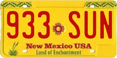 NM license plate 933SUN