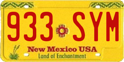 NM license plate 933SYM