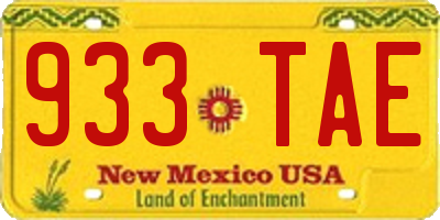 NM license plate 933TAE
