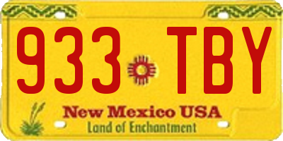 NM license plate 933TBY