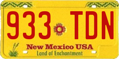 NM license plate 933TDN