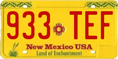 NM license plate 933TEF