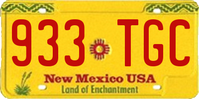 NM license plate 933TGC