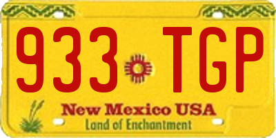 NM license plate 933TGP