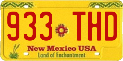 NM license plate 933THD