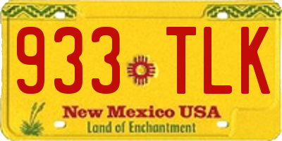 NM license plate 933TLK