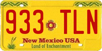 NM license plate 933TLN