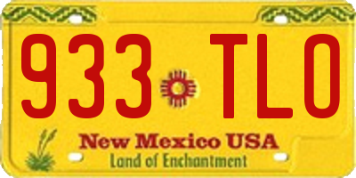 NM license plate 933TLO