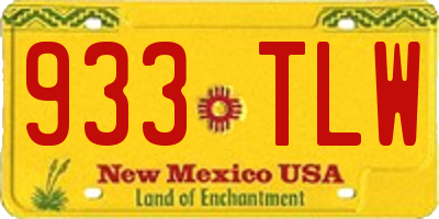 NM license plate 933TLW