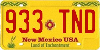 NM license plate 933TND