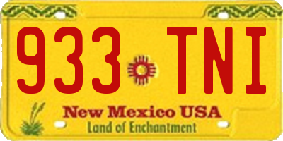 NM license plate 933TNI