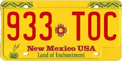 NM license plate 933TOC
