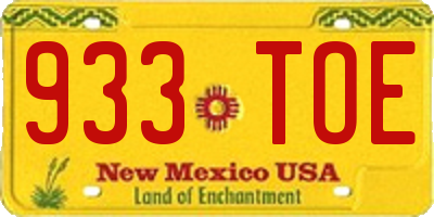 NM license plate 933TOE