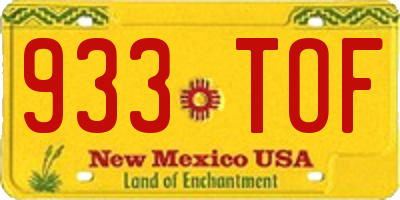 NM license plate 933TOF