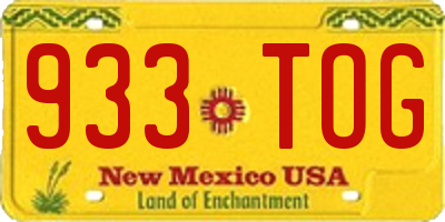 NM license plate 933TOG