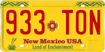 NM license plate 933TON