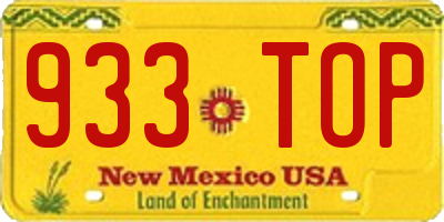 NM license plate 933TOP