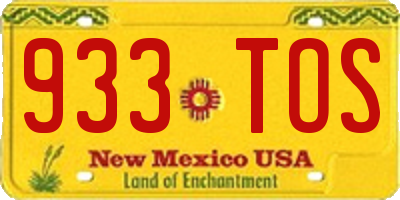 NM license plate 933TOS