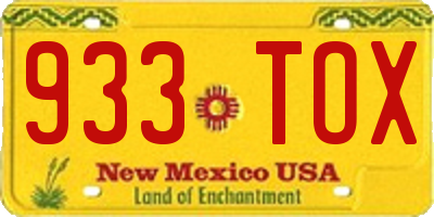 NM license plate 933TOX