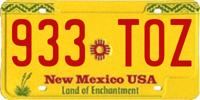 NM license plate 933TOZ