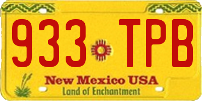 NM license plate 933TPB